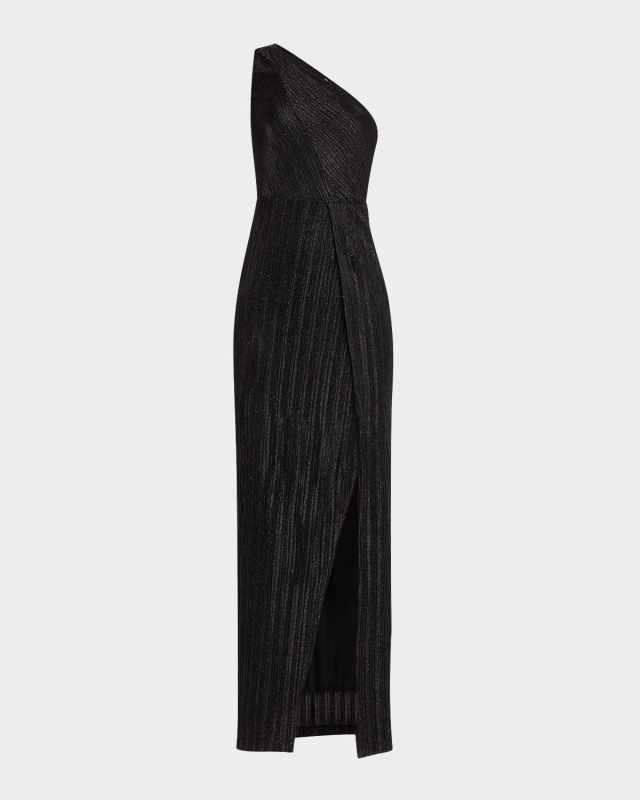 Elaine One-Shoulder Shimmer Column Gown